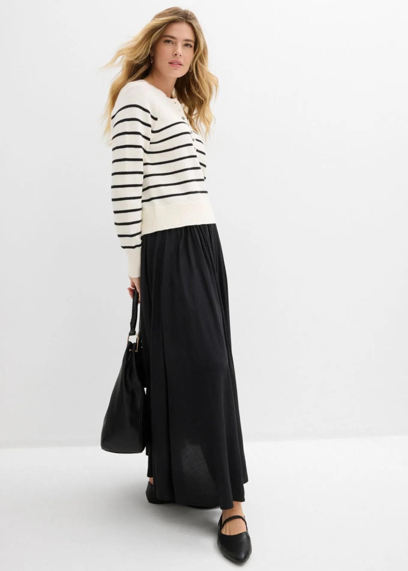 Falda maxi de mezcla de viscosa fluida