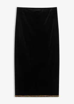 Falda midi con piedras brillantes