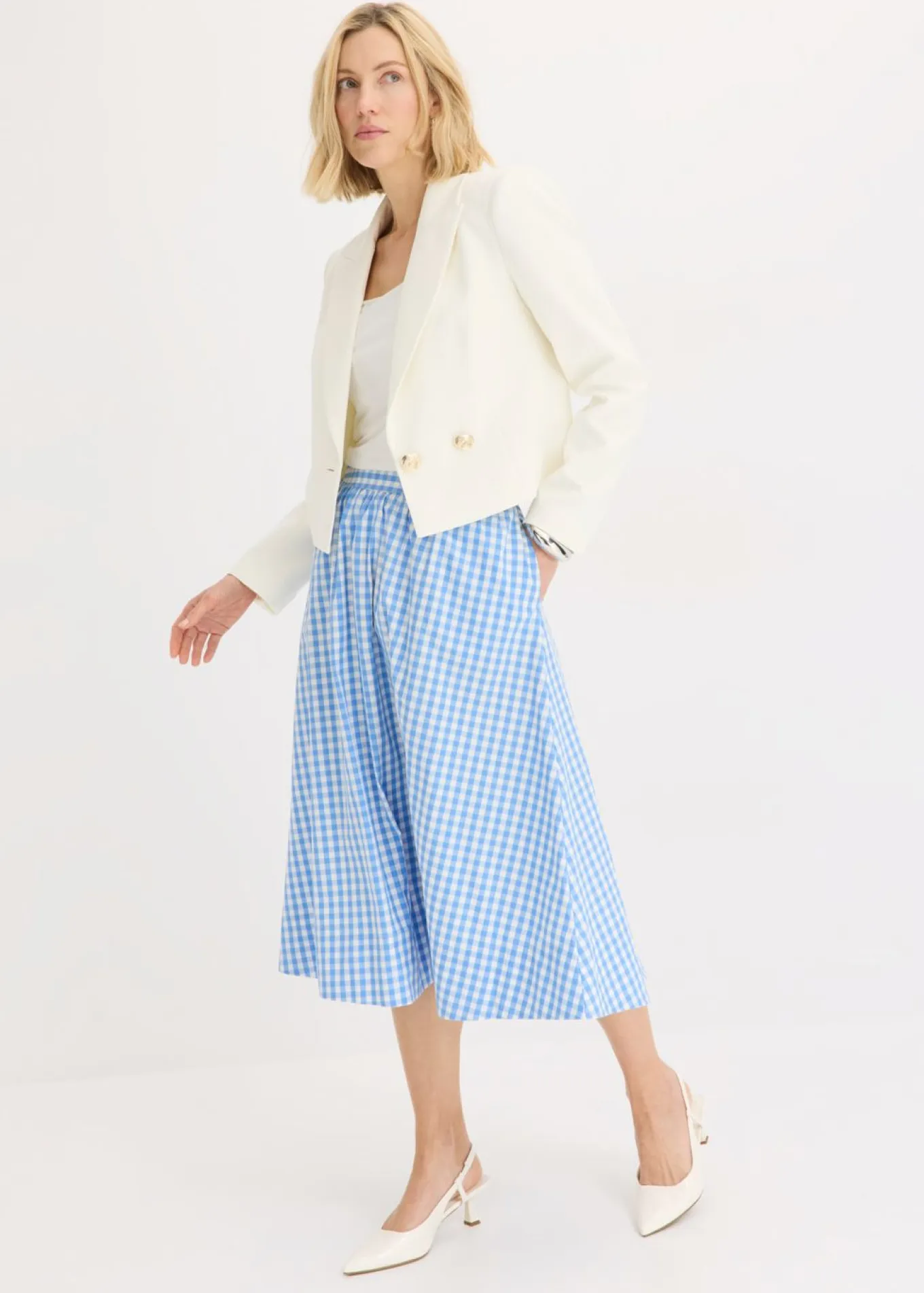 Falda midi de algodón puro