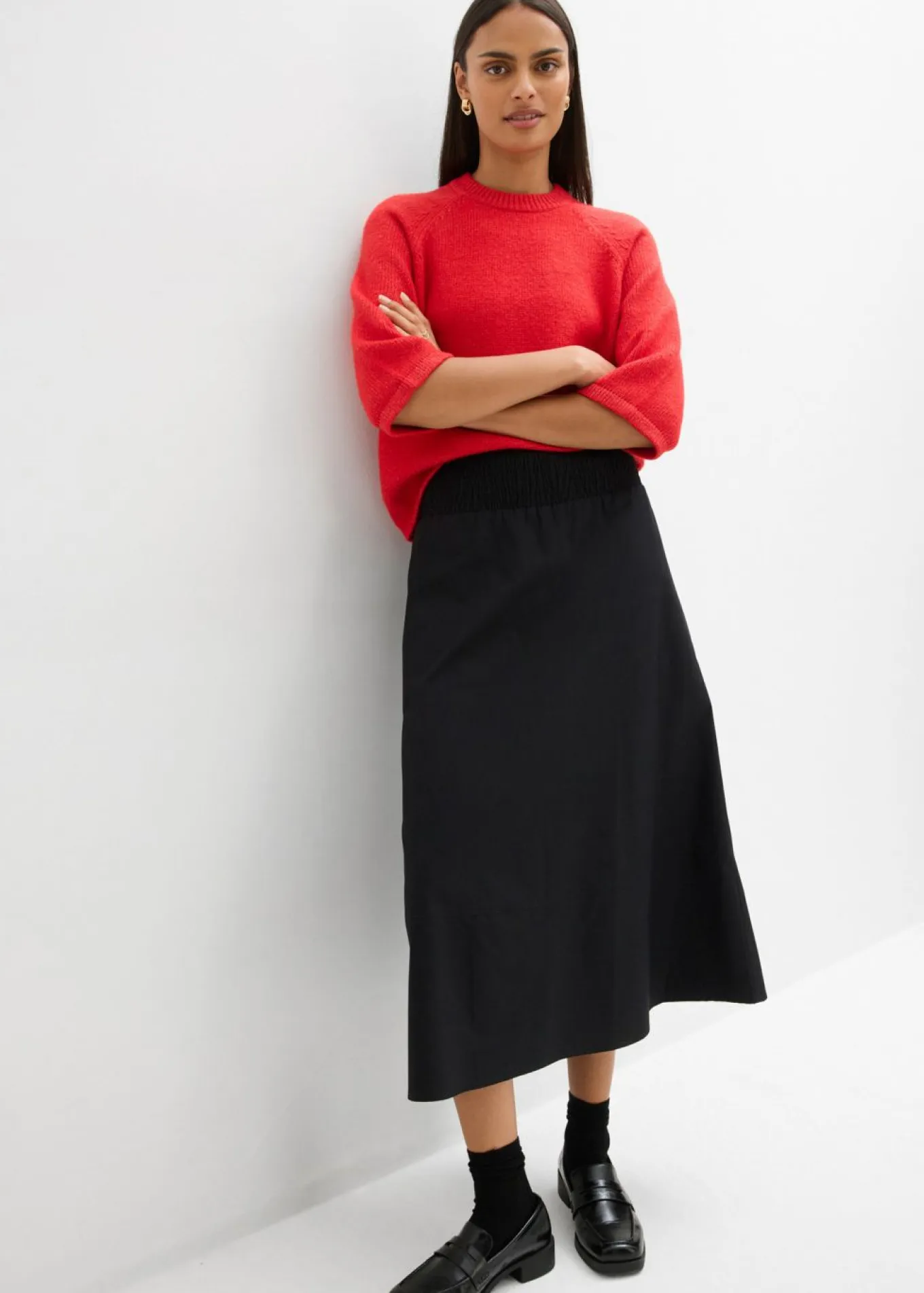 Falda midi de algodón puro