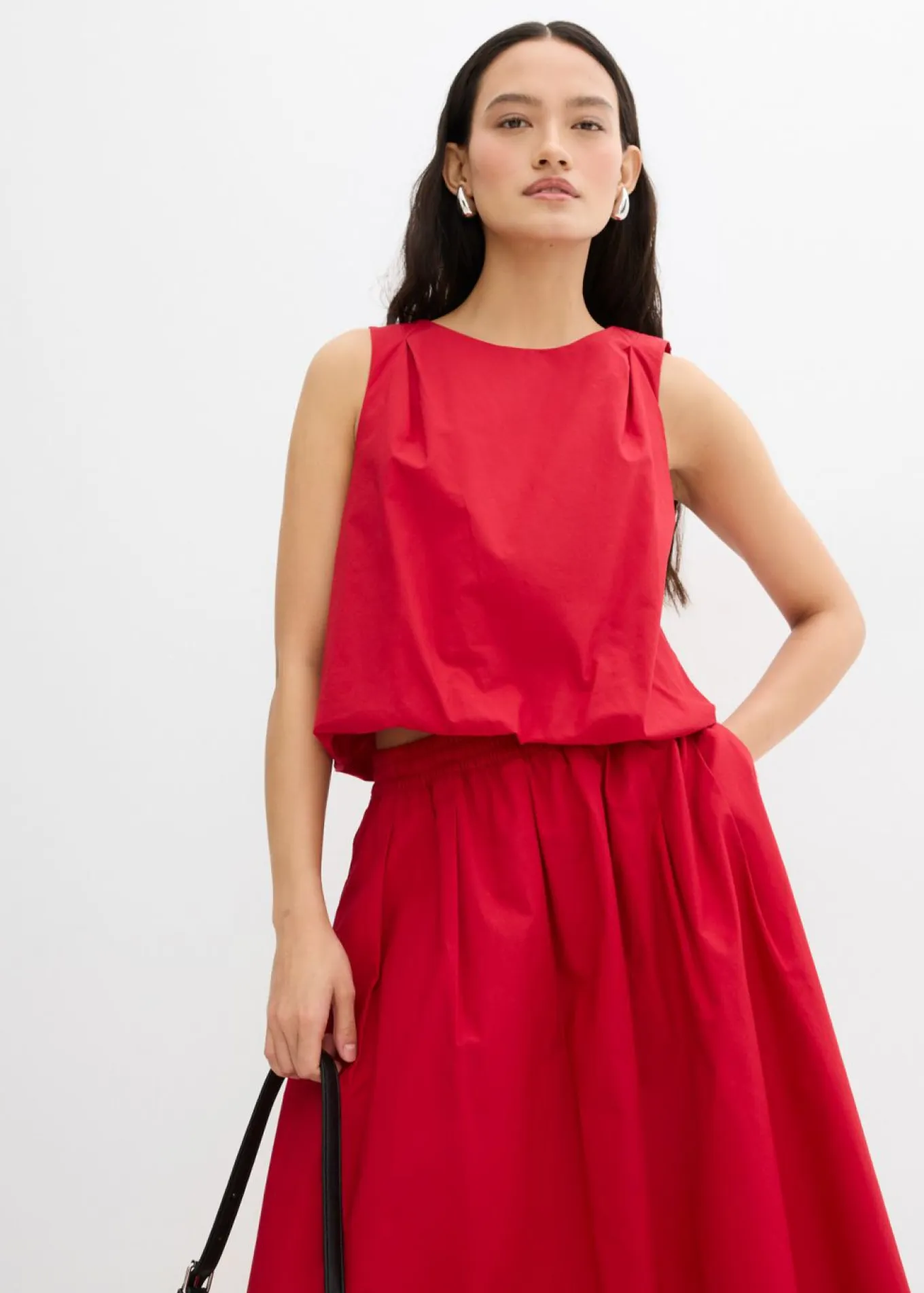 Falda midi de algodón puro