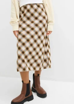 Falda midi de franela de algodón puro