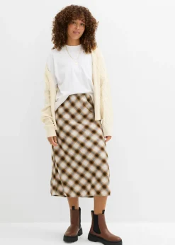 Falda midi de franela de algodón puro
