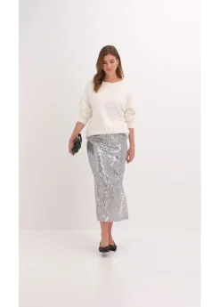 Falda midi de lentejuelas