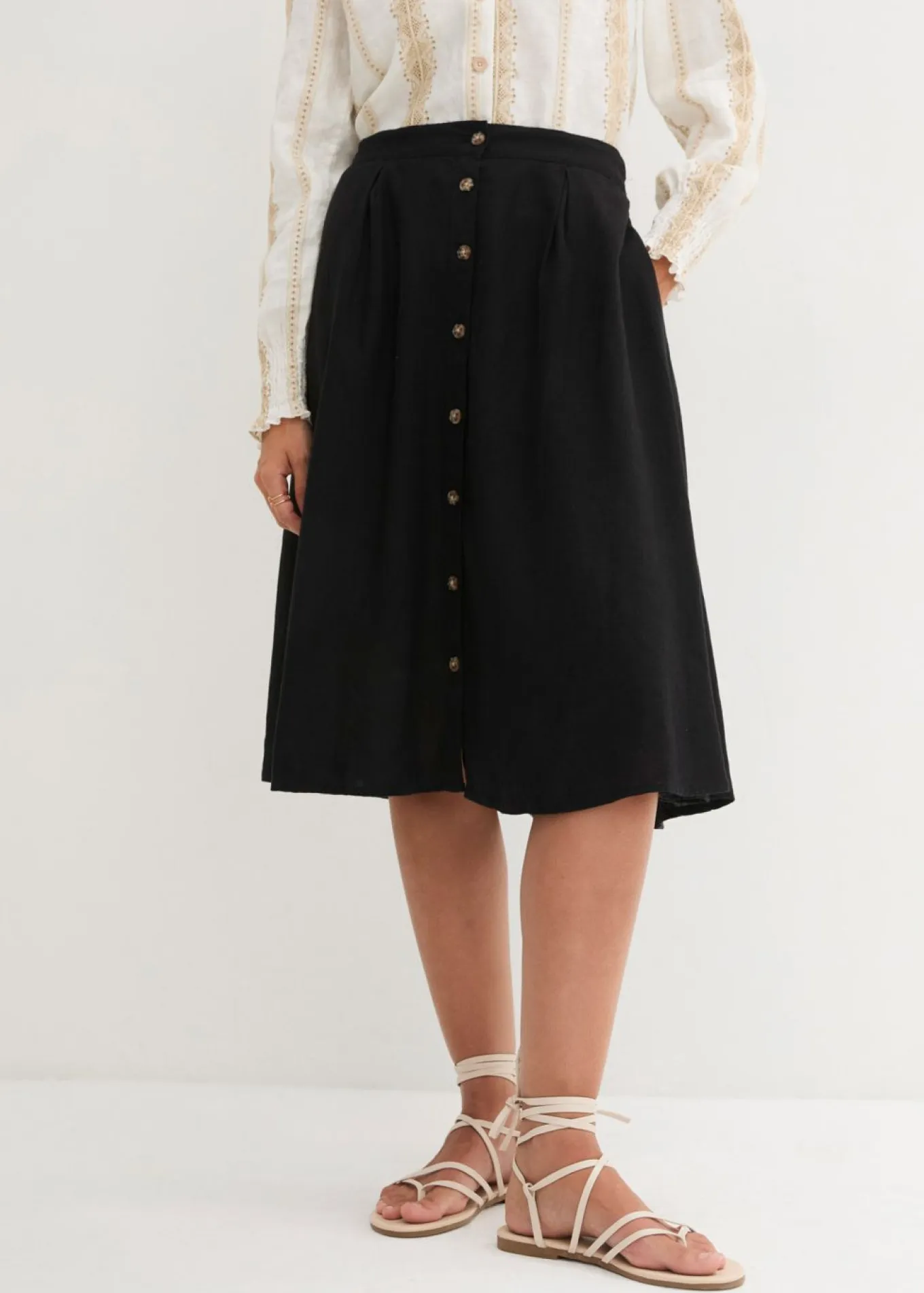 Falda midi de lino