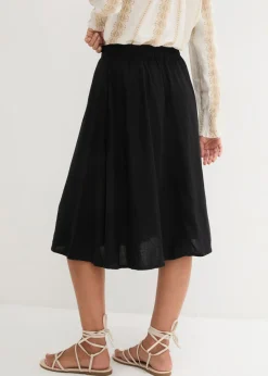 Falda midi de lino