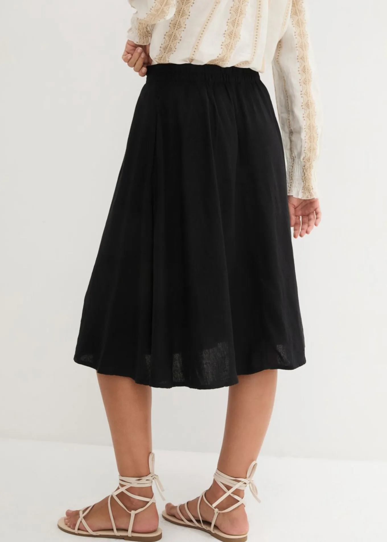 Falda midi de lino