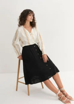 Falda midi de lino