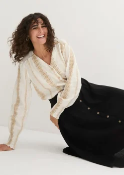 Falda midi de lino