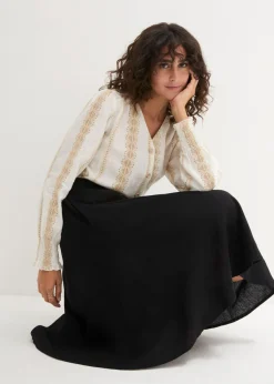 Falda midi de lino