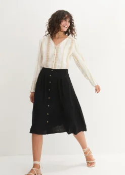 Falda midi de lino