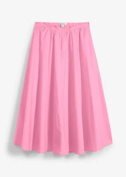 Falda midi de mezcla de algodón elástico