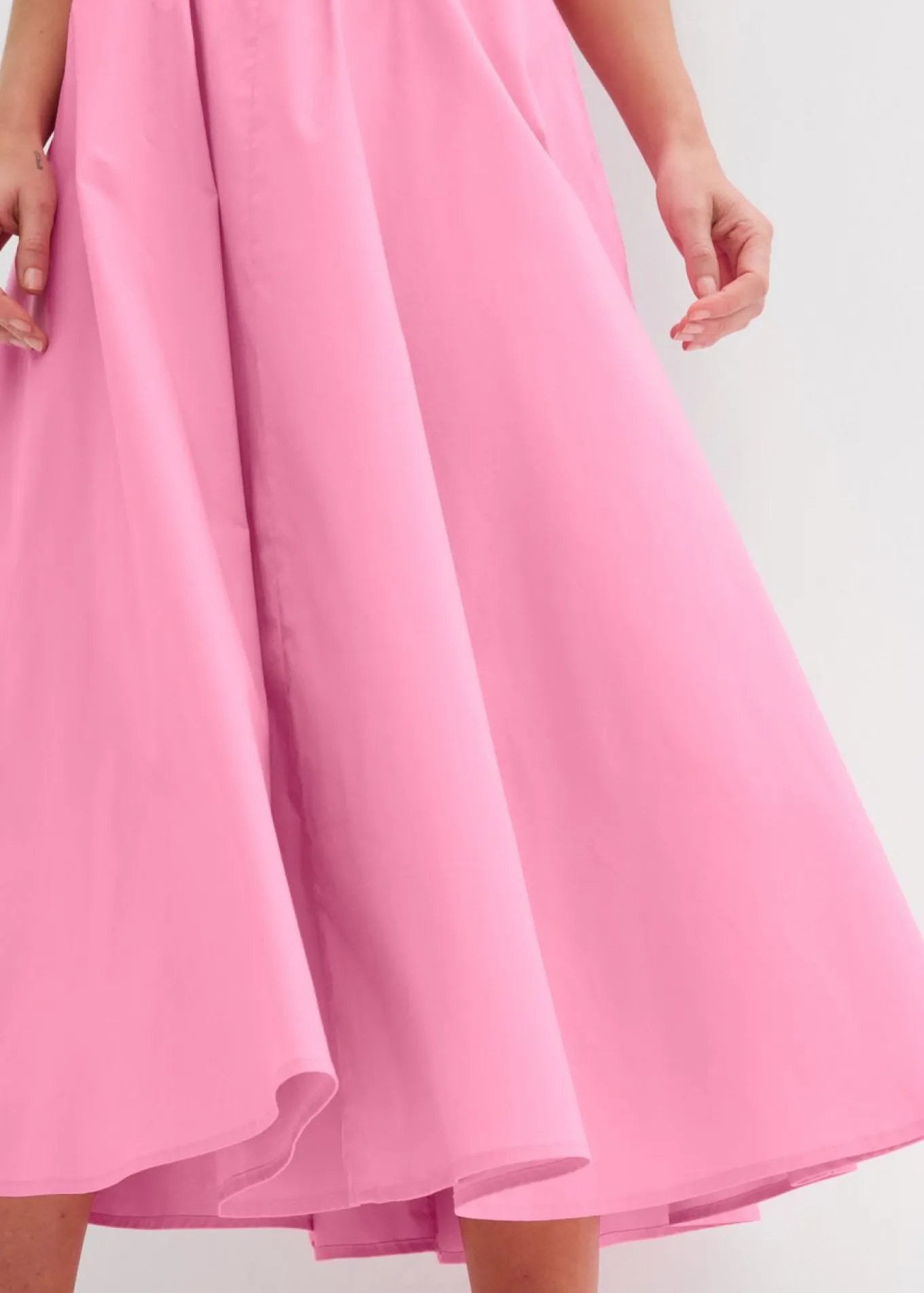 Falda midi de mezcla de algodón elástico