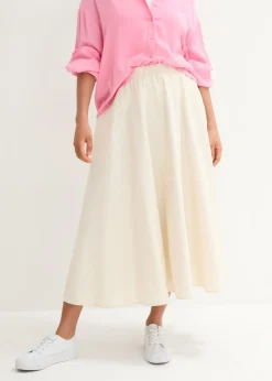 Falda midi de mezcla de lino