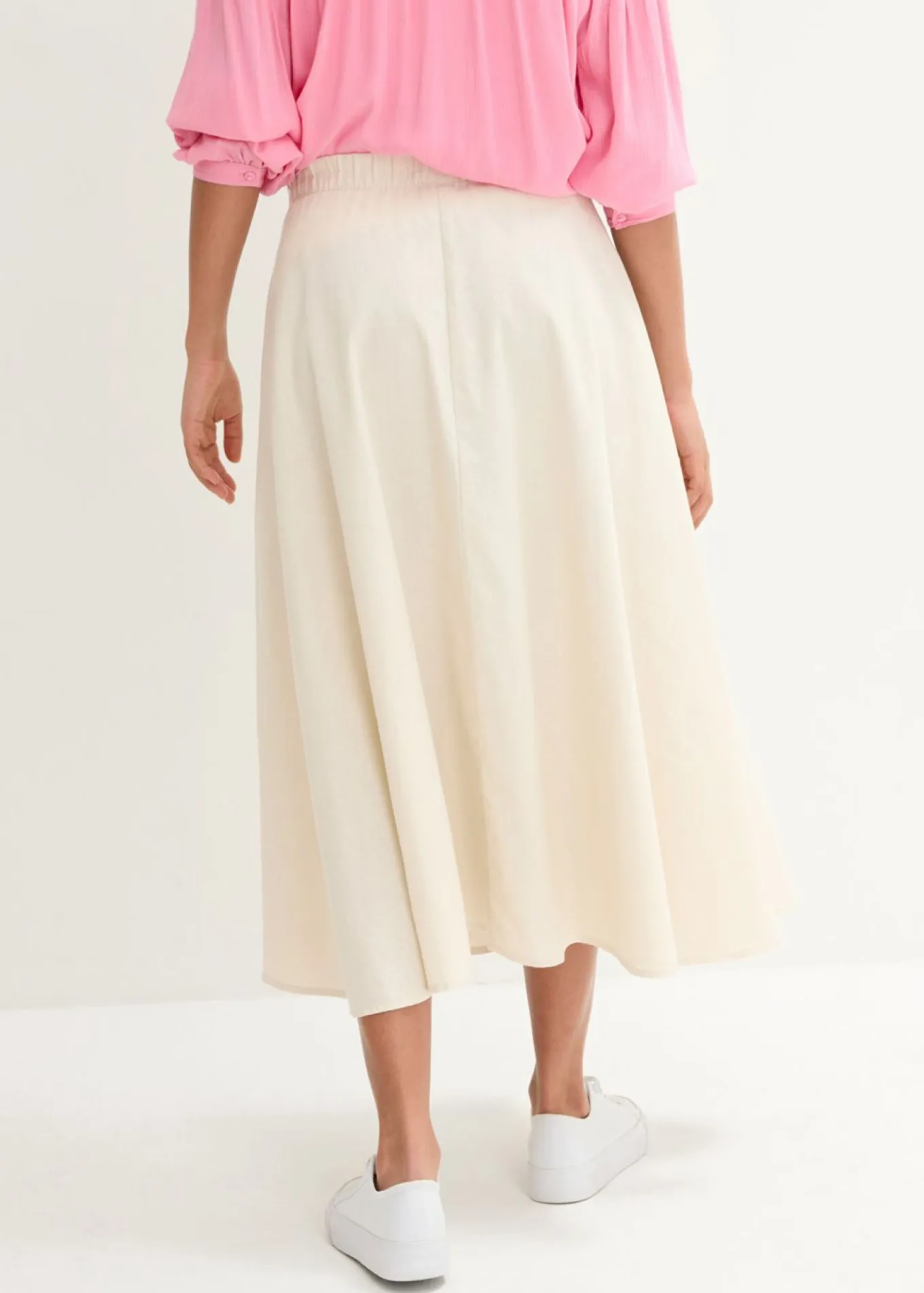 Falda midi de mezcla de lino