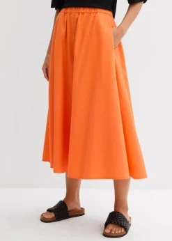 Falda midi de mezcla de lino