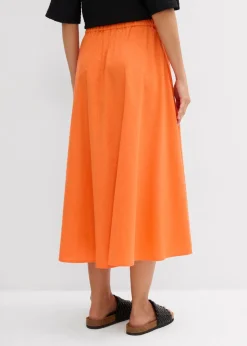Falda midi de mezcla de lino