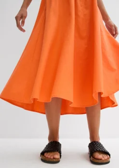 Falda midi de mezcla de lino