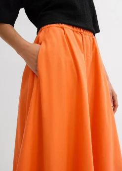 Falda midi de mezcla de lino