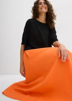 Falda midi de mezcla de lino