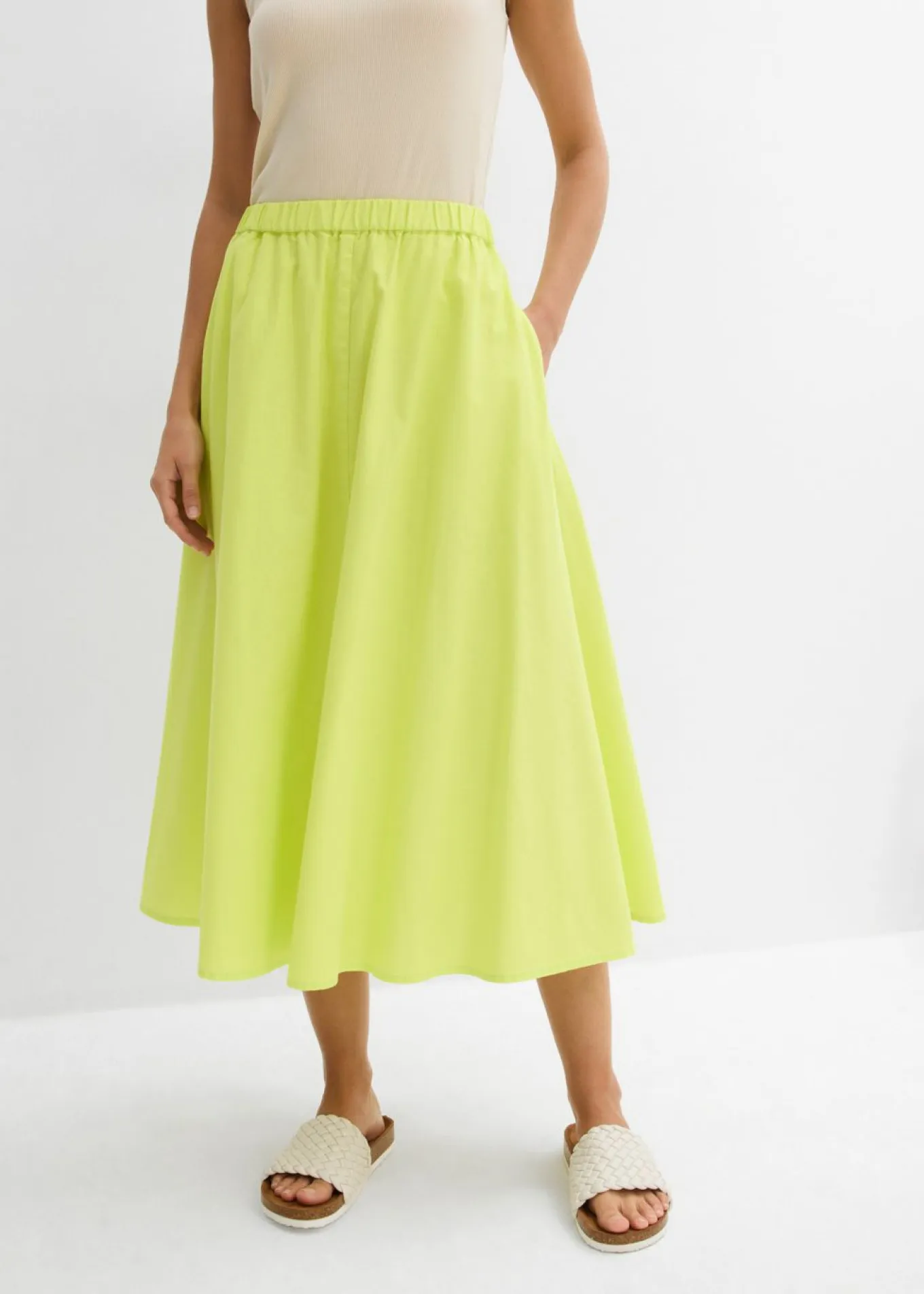 Falda midi de mezcla de lino