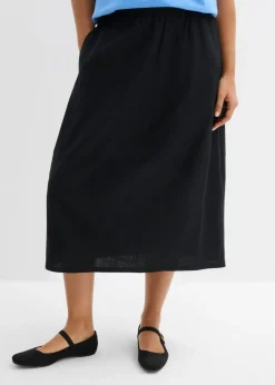 Falda midi de mezcla de lino ligero