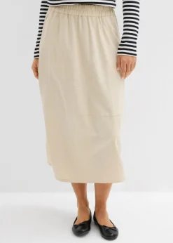 Falda midi de mezcla de lino ligero