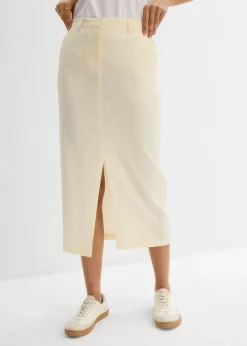 Falda midi de mezcla de lino vaporosa
