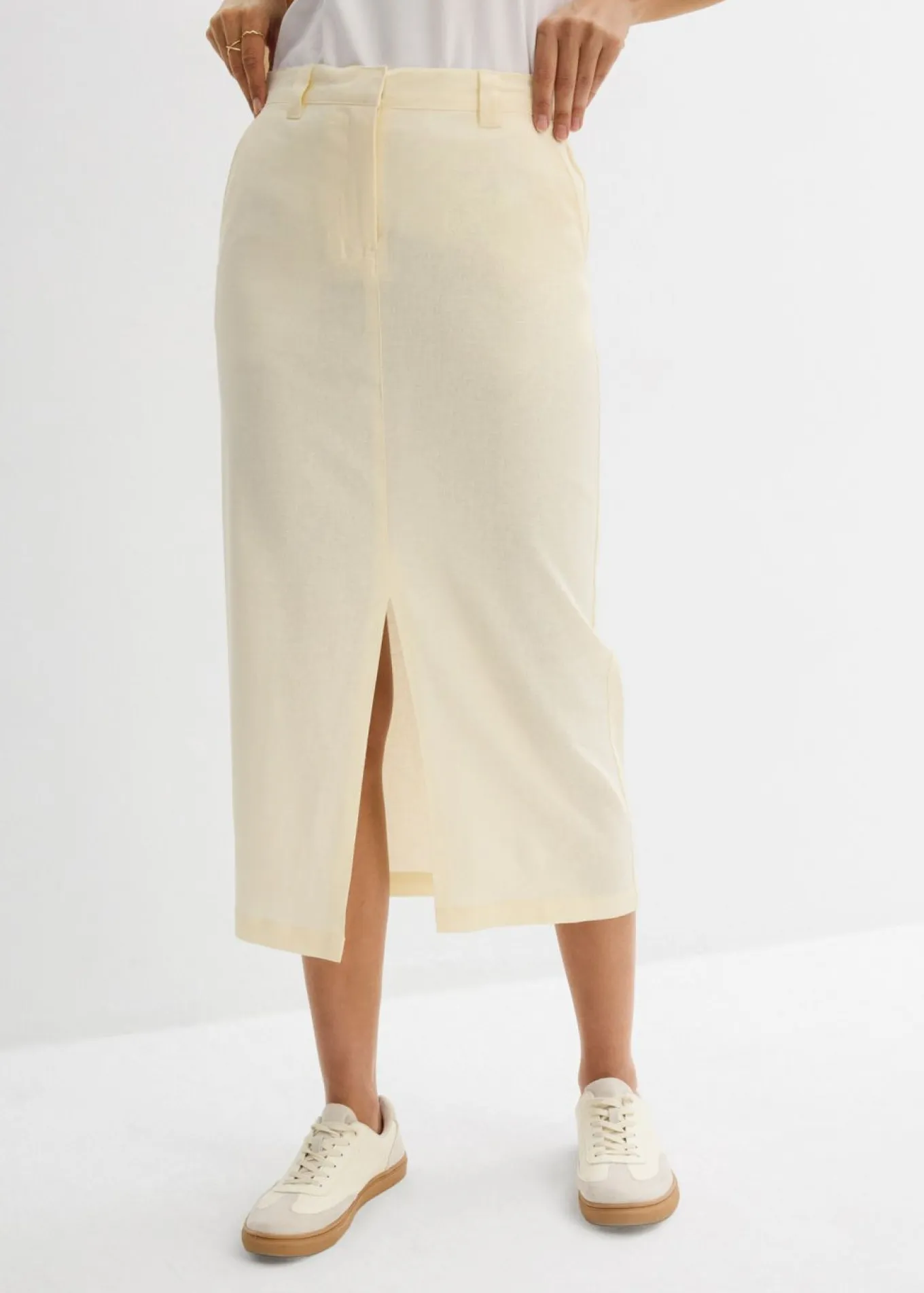 Falda midi de mezcla de lino vaporosa