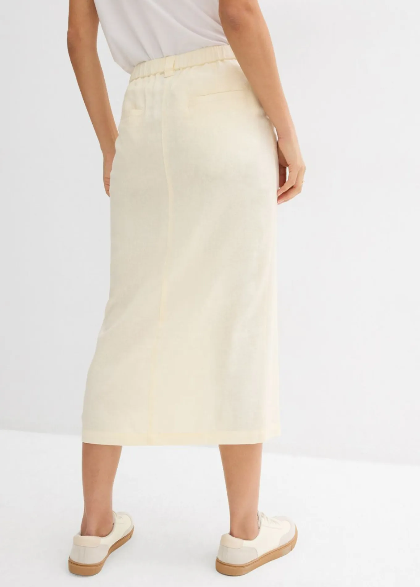 Falda midi de mezcla de lino vaporosa