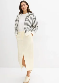 Falda midi de mezcla de lino vaporosa