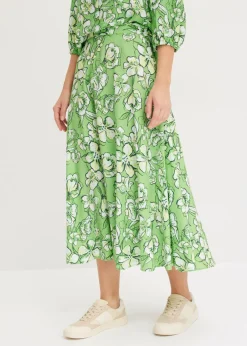 Falda midi de mezcla de viscosa fluida