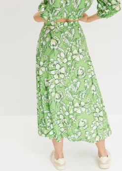 Falda midi de mezcla de viscosa fluida