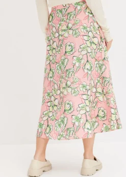 Falda midi de mezcla de viscosa fluida