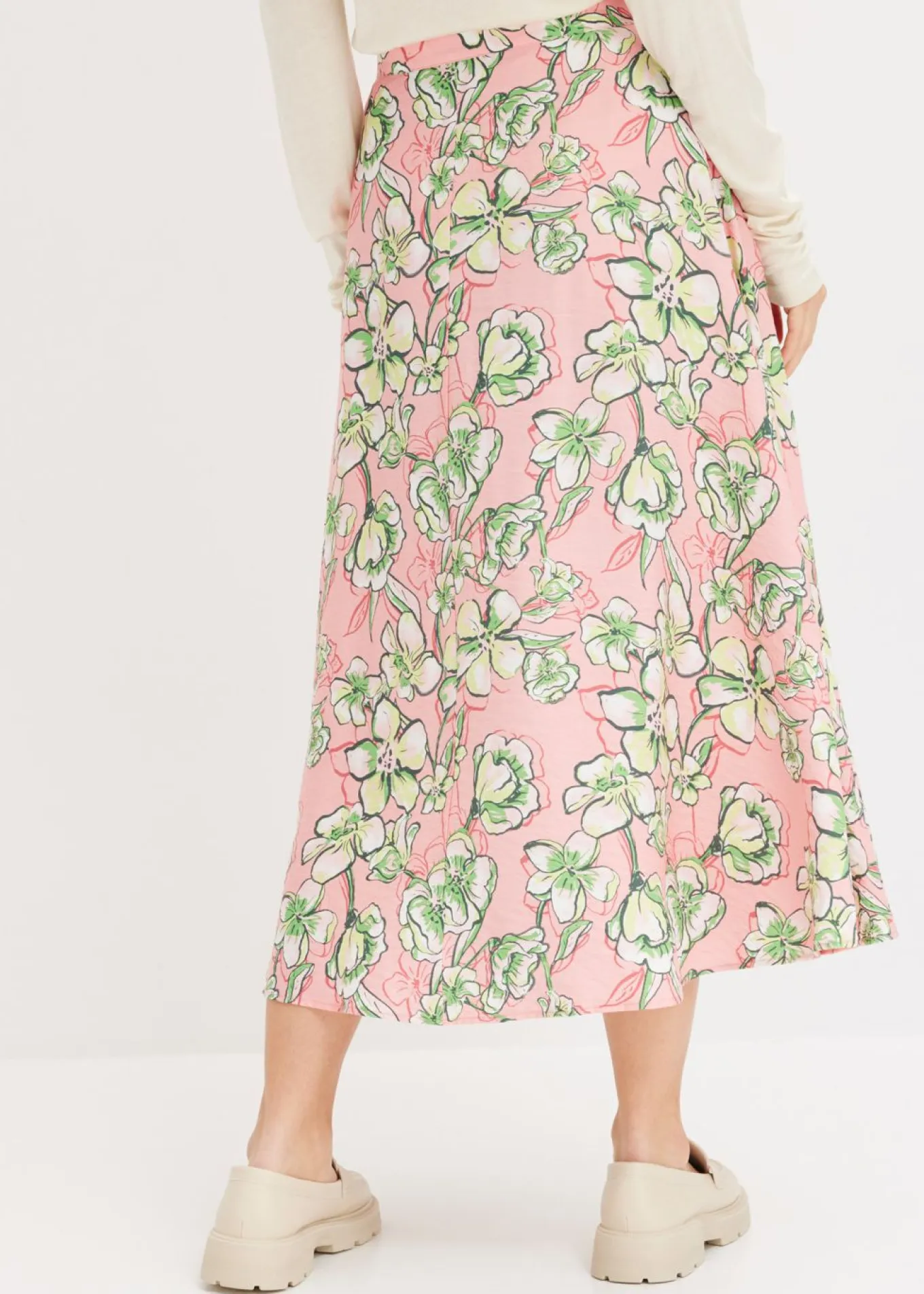Falda midi de mezcla de viscosa fluida