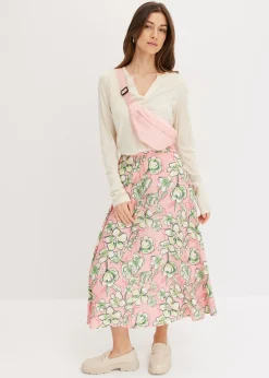 Falda midi de mezcla de viscosa fluida