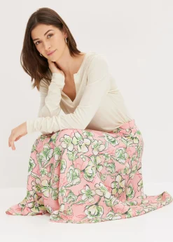 Falda midi de mezcla de viscosa fluida