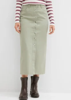 Falda midi de sarga