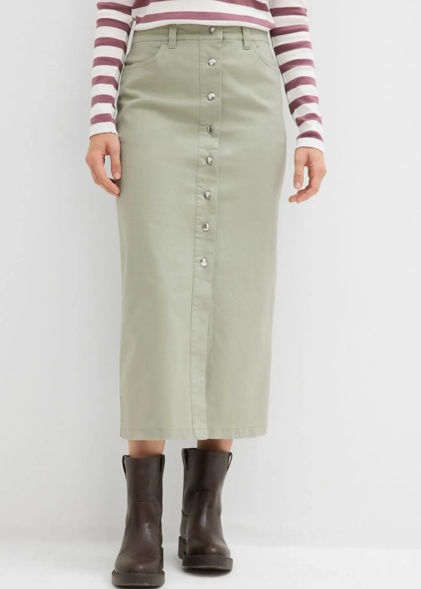 Falda midi de sarga