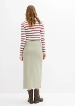 Falda midi de sarga