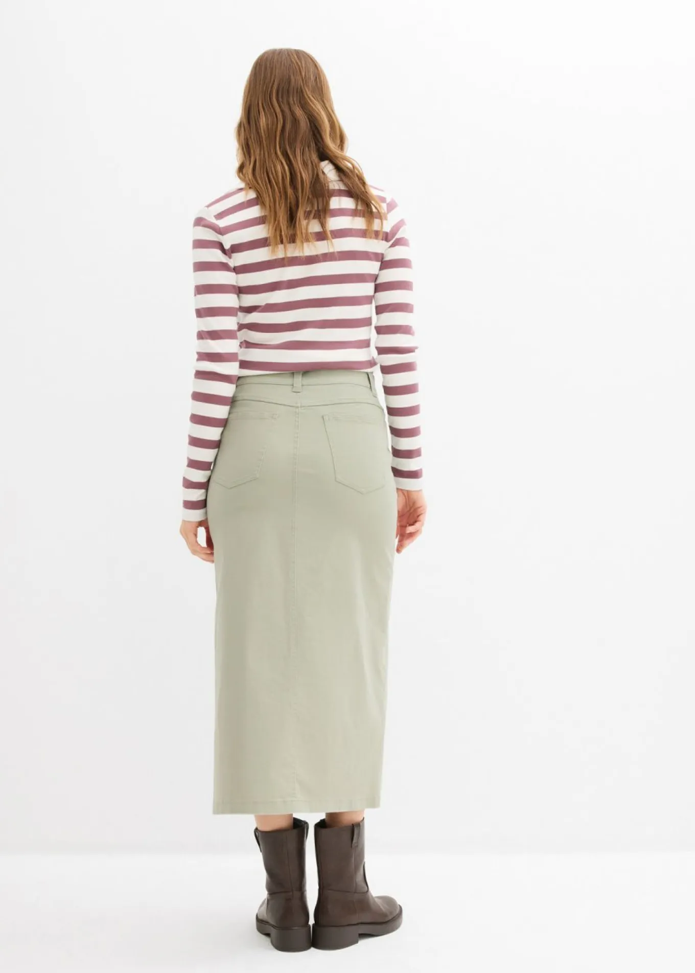Falda midi de sarga
