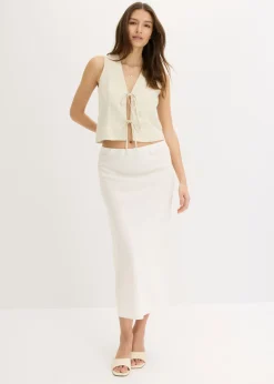 Falda midi de satén