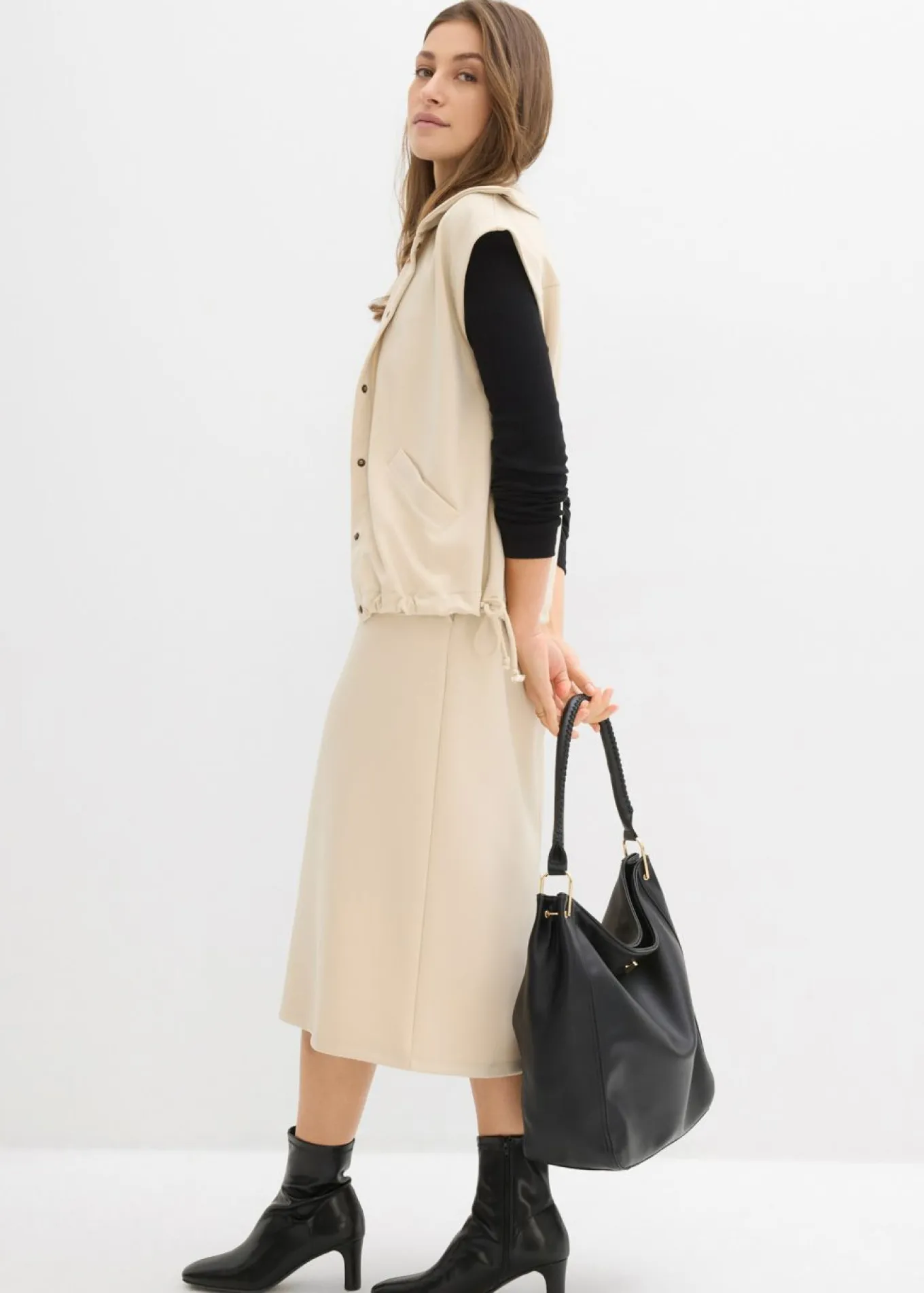 Falda midi de suave neopreno