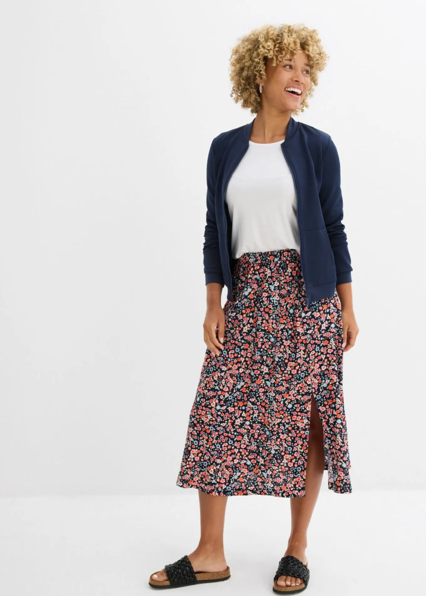 Falda midi de viscosa