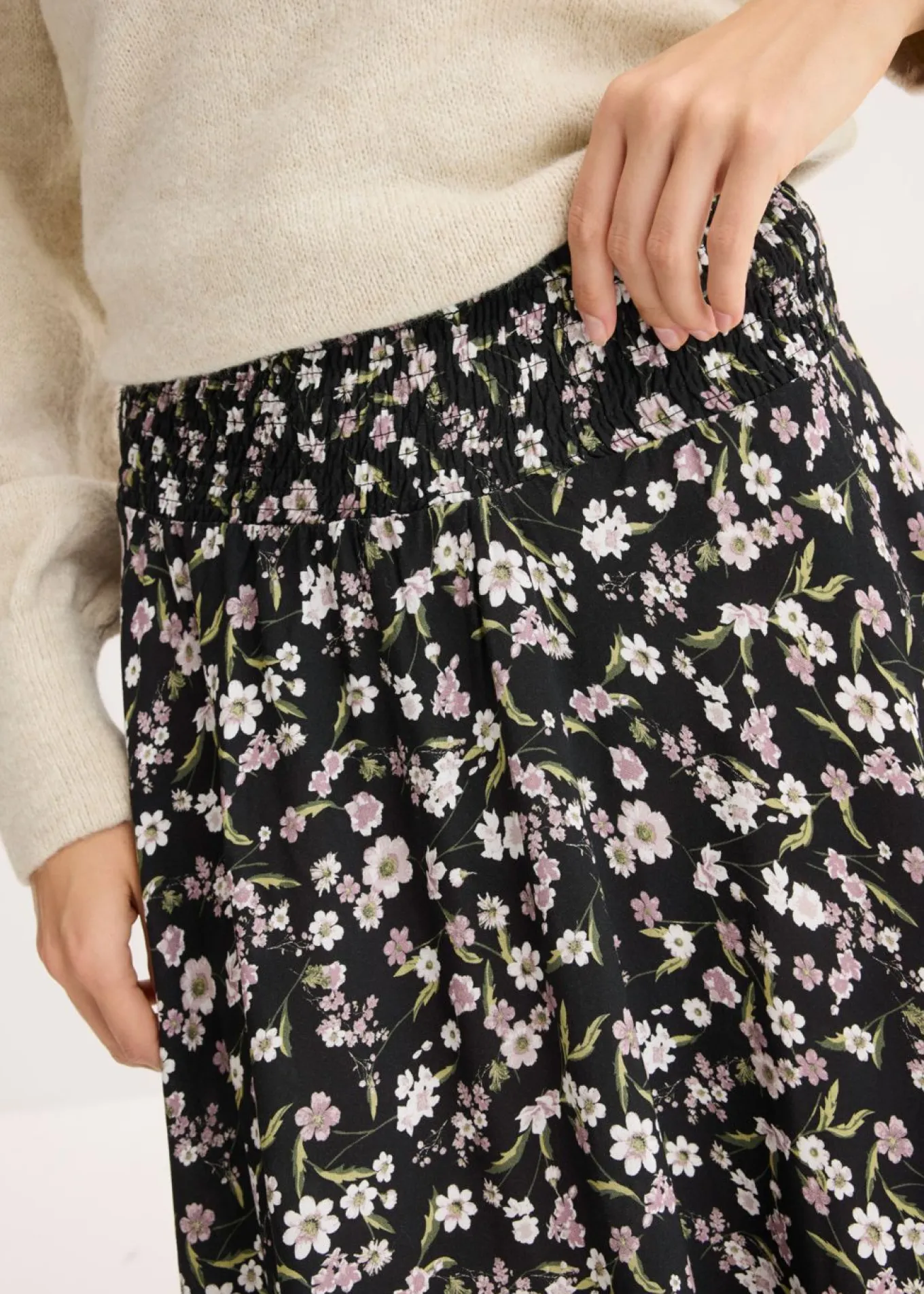 Falda midi de viscosa pura