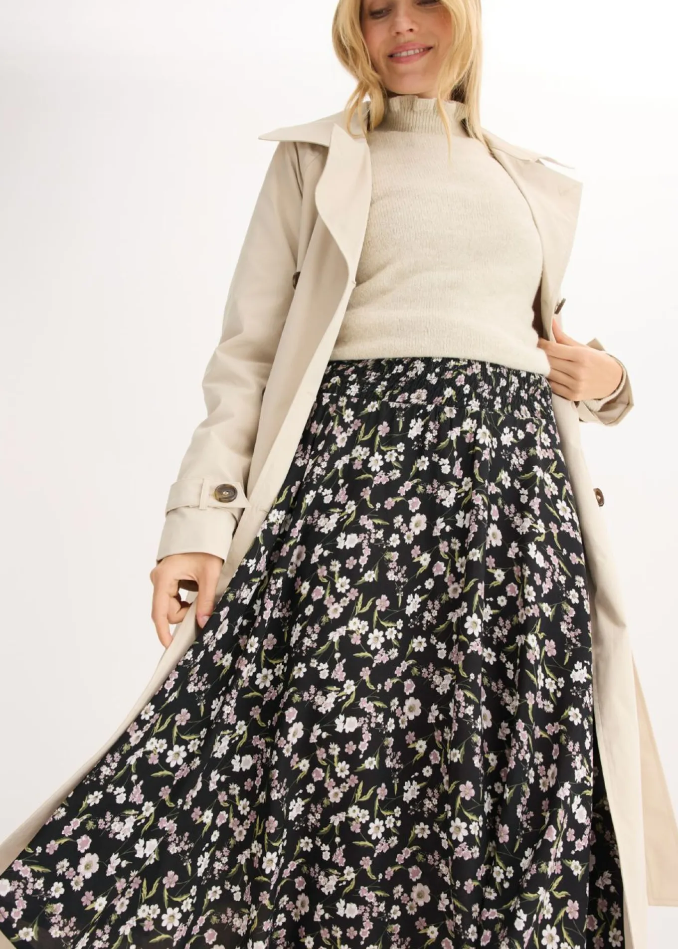 Falda midi de viscosa pura