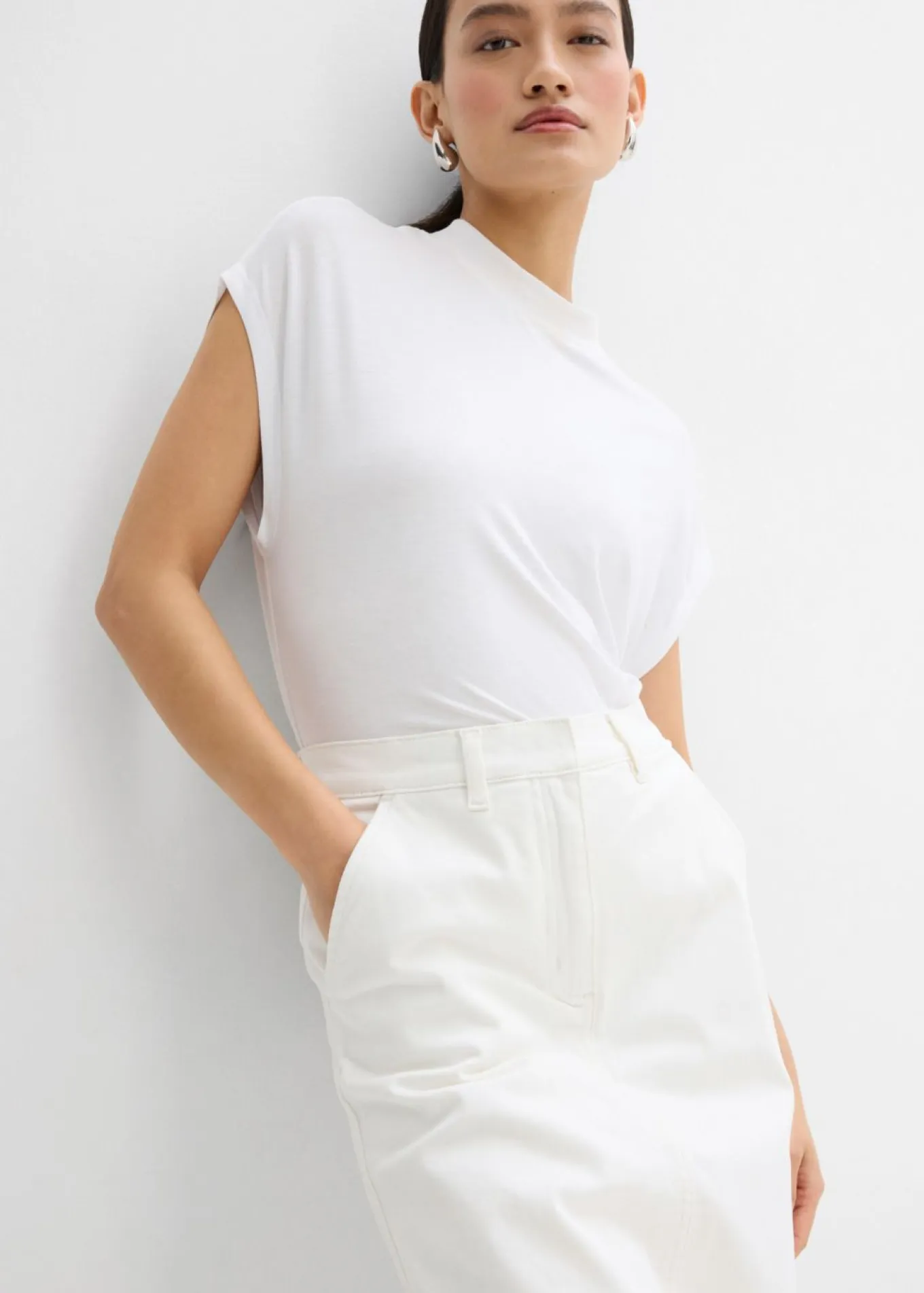 Falda pantalón de mezcla de algodón elástico