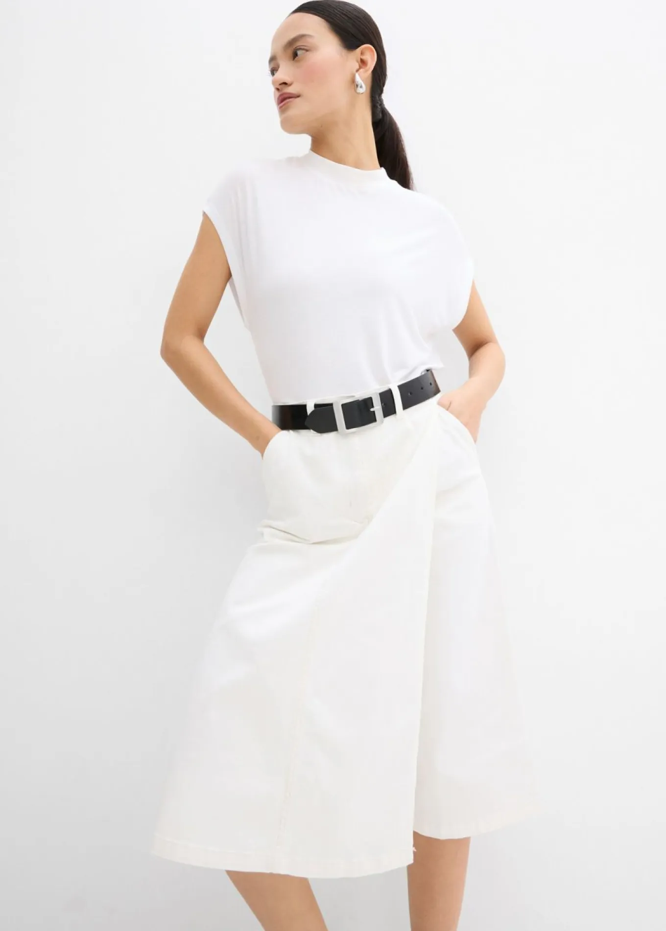 Falda pantalón de mezcla de algodón elástico