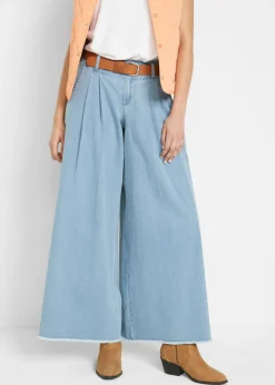 Falda pantalón, vaquera, wide-leg