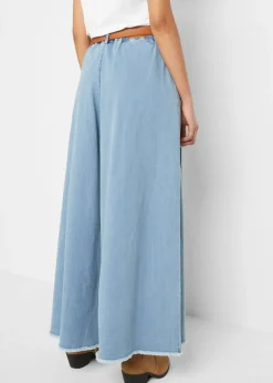 Falda pantalón, vaquera, wide-leg